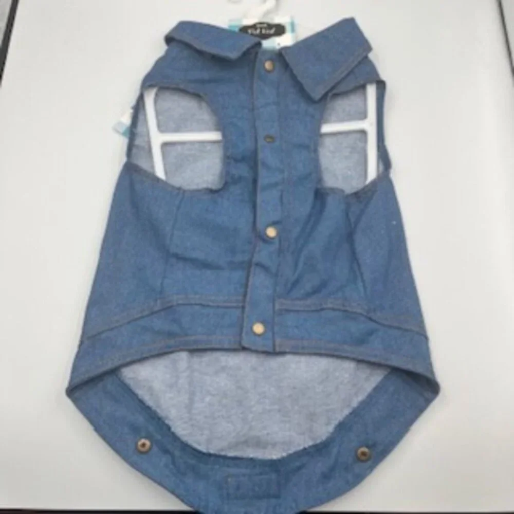 New Woof‎ Dog Pet Vest Size Large Denim Flag & Eagle NWT